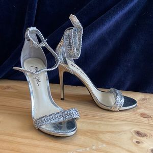 Chrome nasty gal open toed ankle strap heels